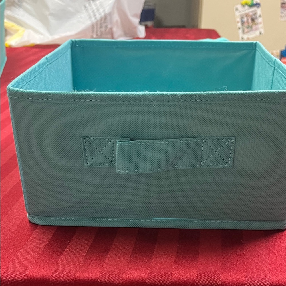 Turquoise Fabric Storage Cube with Front Handle - Home Accents